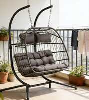 Fauteuil suspendu pour deux personnes, chaise balançoire en rotin double, chaise balançoire d'extérieur