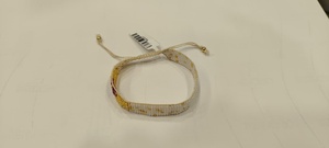 Bracelet artisanal Sstringz en perles Miyuki Delica blanches, dorées métalliques et bordeaux avec motif cœur, bijoux de mode ajustables - Product Image 4