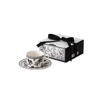 Juego de Taza y Platillo de Café de Cerámica Creativo y Único de 200 ml, Bandeja con Logotipo Personalizado en Color, Taza de Viaje para Regalo, Té de la Tarde, Estilo Americano Moderno - Product Image 1