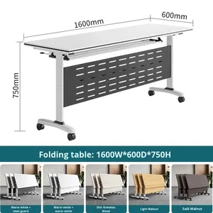 โต๊ะทำงานเคลื่อนที่แบบมินิมอล โต๊ะแบบแถบพร้อมล้อเลื่อน สามารถพับได้ ใช้ได้สองคน เหมาะสำหรับการเรียน การประชุม และการฝึกอบรม - Product Image 5