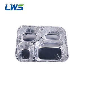 <span class=keywords><strong>4</strong></span> ngăn bao bì thực phẩm nhôm lá container dùng một lần nhôm lá khay dùng một lần nhôm lá Hộp Ăn Trưa với nắp - Product Image 3