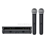 Mikrofon Nirkabel UHF Profesional 2 Kanal Kit Portabel untuk Karaoke Pertunjukan Panggung BLX288 BETA58 PG58 Lavalier