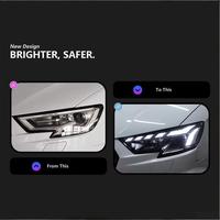 Kit de modification de phares 12V Audi A3 2013-2020, style RS, clignotants séquentiels LED, projecteur double faisceau