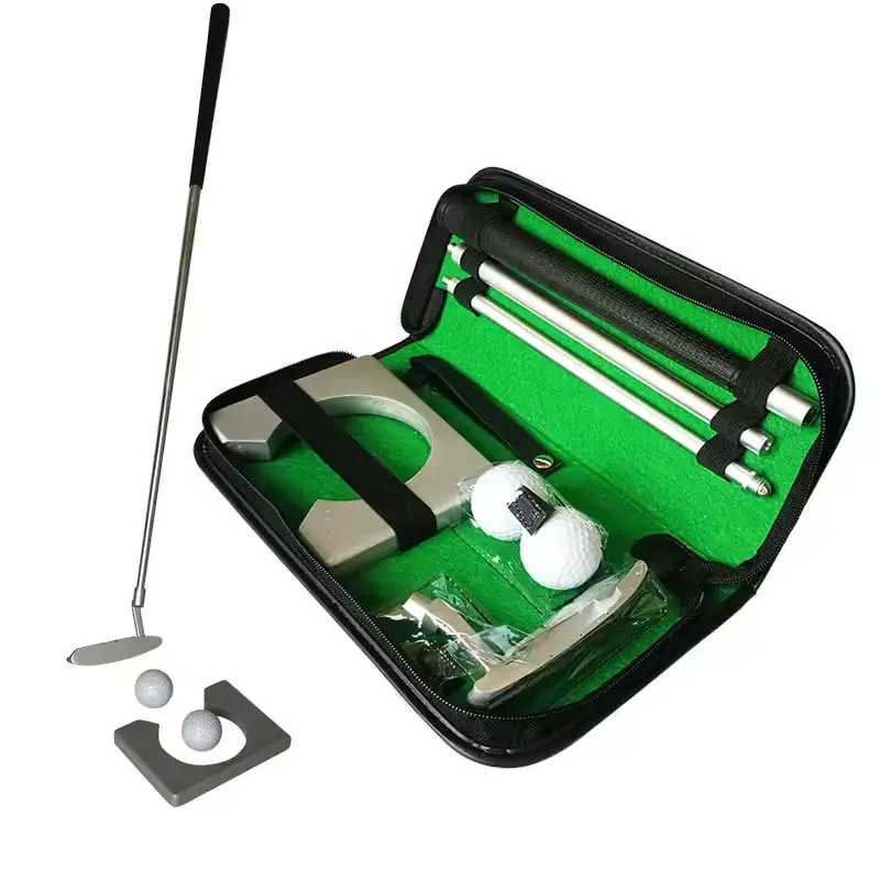 屋内屋外ゴルフトレーナーキットゴルフパターセットポータブルミニゴルフ機器練習キット、取り外し可能なパターボール付き