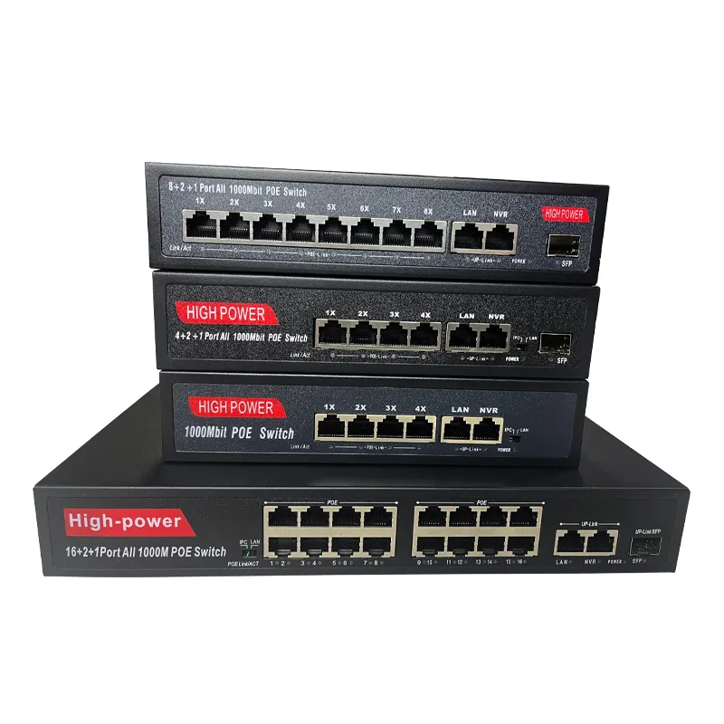 100Mbps 4 ports poe network switch extend 250m high power 85w