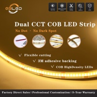 Bande lumineuse LED CCT COB, blanc réglable, 5M, 24V, 2700K-6500K, étanche IP65, CRI90, télécommande, éclairage de cuisine, éclairage DIY