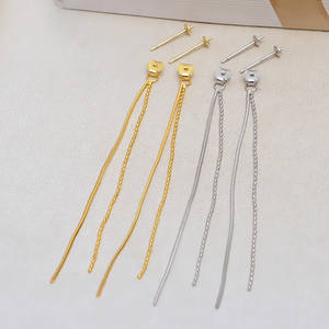S925 <b>Silver</b> <b>Long</b> Tassel <b>Earrings</b> for Women DIY Pearl Jewelry Accessories Empty Holder Semi-Finished Jewelry Findings Components - Product Image 1