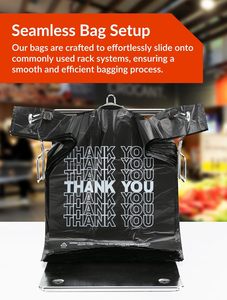 Bolsas de Plástico Negras con Asas para Llevar Comida, de 12x6x22 Pulgadas, 15 Micras, Duraderas, Ideales para Comercios - Product Image 5