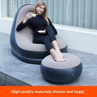Fauteuil gonflable paresseux avec repose-pieds, inclinable et pliable, en PVC floqué argenté pour extérieur, personnalisable par le fabricant