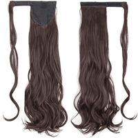 Perruque de style européen et américain avec queue de cheval bouclée en velcro, fibre synthétique, extension de cheveux longs en une seule pièce