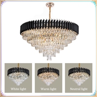 Style moderne Stock Salon Grande lampe de mariage italienne en or Lustre de plafond en cristal Lustre Lampes suspendues en cristal
