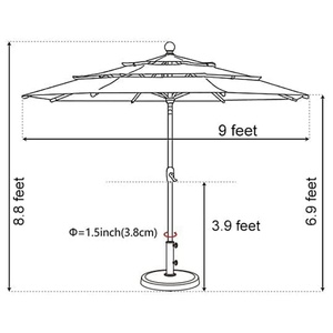 Parasol cantilever moderne Uplion pour l'extérieur, parasol de jardin de 3 m, parasol vintage pour le bord de la piscine - Product Image 4