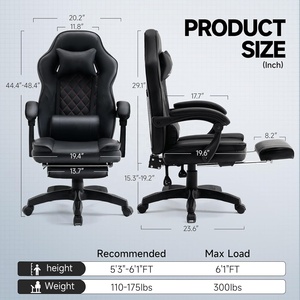 <span class=keywords><strong>Bosnia</strong></span> popular buen proveedor Gaming stolica Pu cuero ordenador escritorio silla Racing silla Gaming negro con reposapiés - Product Image 2