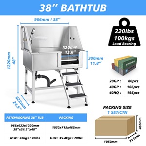 38 "חיית מחמד בריכת שחיה ניידת נירוסטה דלת ימין לחיות מחמד ספא אמבטיות אמבטיה ציוד טיפוח כלבים למרפאת חיות מחמד - Product Image 2