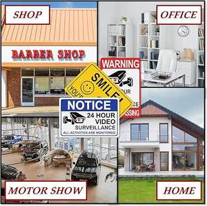 Adesivo in Alluminio per Segnaletica <span class=keywords><strong>Video</strong></span> per Sistema di Allarme Domestico e Aziendale, Segnali di Avvertimento Adesivi per Sicurezza 24 Ore su 24 - Product Image 3