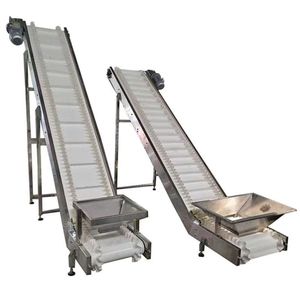 Best Selling Fully Automatic Green PVC Lifting Belt Conveyor System Heat Resistant Hemline Fruit Food Processing Lines Mixer