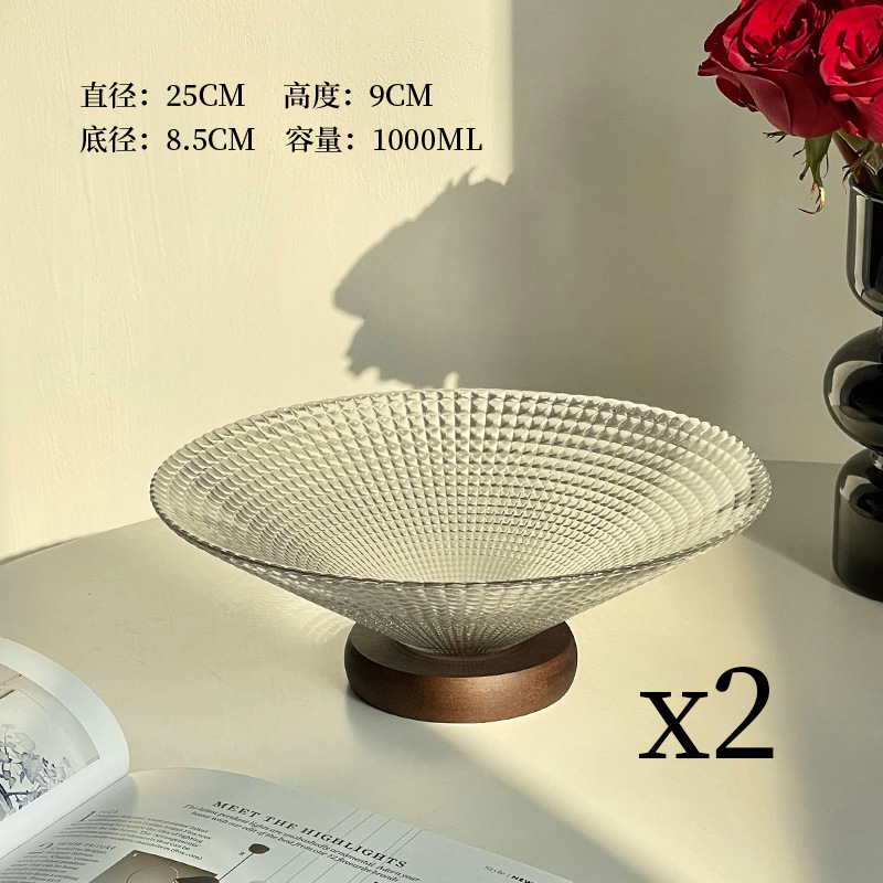 [ผลไม้บราวน์เบอร์รี่สองลูก] ชามผลไม้กระจกแบบตะแกรง