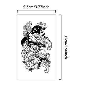 1 jeu <span class=keywords><strong>de</strong></span> 9 pièces <span class=keywords><strong>tatouages</strong></span> temporaires autocollant noir motif magnifique et artistique fleur <span class=keywords><strong>de</strong></span> serpent tatouage imperméable pour visage bras jambe - Product Image 2