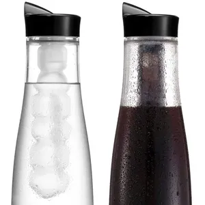 Pembuat Kopi Soda 1000Ml, Karafe Kopi Hijau dengan Tutup Plastik
