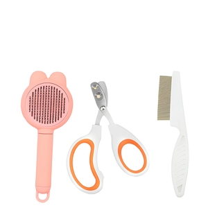 Coupe-ongles pour chat et chien & peigne anti-puces en ABS - Ensemble de toilettage pour animaux de compagnie en trois pièces - Élimine les poils lâches et les puces - Conçu pour les chats et les chiens - Product Image 1