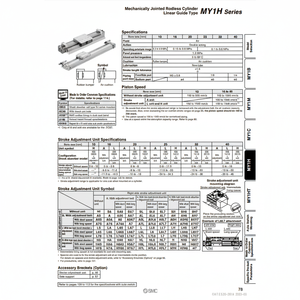 Cilindro sin vástago de SMC Pneumatics, categoría de producto articulado mecánicamente con el - Product Image 1