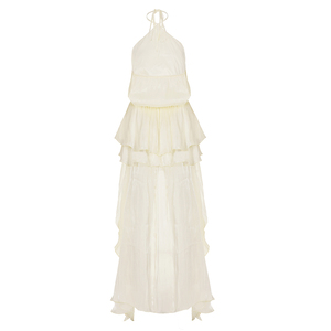 Robe élégante en mousseline de soie pour femme, style licou, asymétrique, couleur unie, bretelles fines, sans manches, décontractée pour le quotidien - Product Image 6