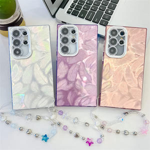 Étui de téléphone <span class=keywords><strong>Samsung</strong></span> S24 Ultra, <span class=keywords><strong>coque</strong></span> exquise effet plume <span class=keywords><strong>avec</strong></span> <span class=keywords><strong>chaîne</strong></span> de suspension anti-perte A16 A36, étui de téléphone en TPU antichoc - Product Image 1