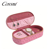 Boîte à bijoux en cuir imprimé autruche de luxe Cossni, grande capacité, étui de voyage pour organiser les bijoux, pour montre/boucles d'oreilles/collier/bague