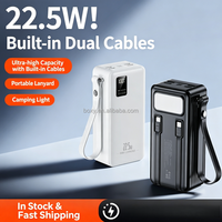 Banco de Energía de Gran Capacidad con Carga Rápida de 30000 mAh, Cable Integrado, Salida de 22.5 W, Linterna LED Portátil, Banco de Energía de 50000 mAh