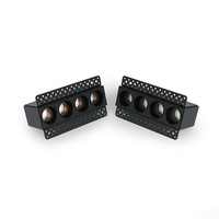 Foco Rectangular de aluminio Bestco con 4 cabezales, lámpara de techo LED COB lineal empotrada, luz de rejilla Trimless para interiores para hoteles