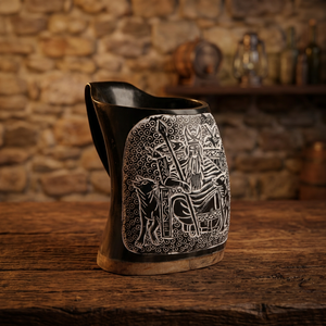 Mug Viking en Corne Écologique Extra Large, Fait Main, Motif Amour & Animaux, Poli de Qualité Supérieure, Cadeau pour Hommes, Garçons d'Honneur, Papa, Frère - Product Image 1