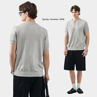 T-shirt à manches courtes en nylon/acrylique uni décontracté pour homme APO de haute qualité, col en V, 290 g, respirant, coupe régulière