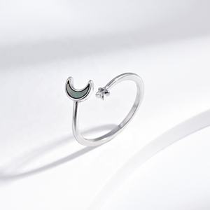 factory price plata s925 silver pearl shell adjustable ring gemstone small luxury moon <b>cat</b> Round gold plated women fashion rings - Product Image 1
