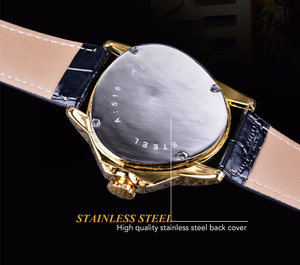 Reloj de pulsera de lujo para <span class=keywords><strong>hombre</strong></span>, nuevo modelo <span class=keywords><strong>2022</strong></span>, estilo Steampunk, con movimiento mecánico automático de esqueleto triangular dorado. - Product Image 3