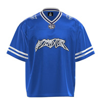 Maillot de football américain personnalisé, T-shirt ample à manches courtes en satin respirant rétro à col en V pour homme.