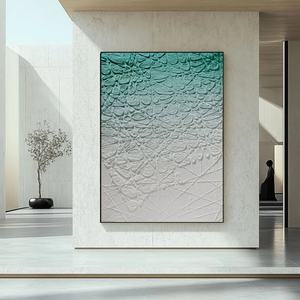 Peinture abstraite Wabi Sabi verte sur toile, art mural 3D, art mural contemporain pour la décoration moderne de la maison et de la galerie - Product Image 6