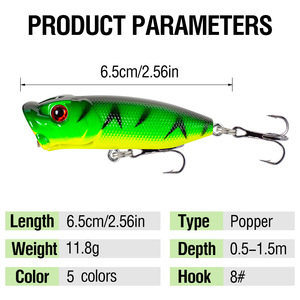 6.5Cm 11.8G Nhân Tạo Popper Câu Cá Lure Top Nước Sống Động Như Thật Lướt Cứng Swimbait Sóng Leo Nổi Nước Mô Phỏng Mồi - Product Image 2