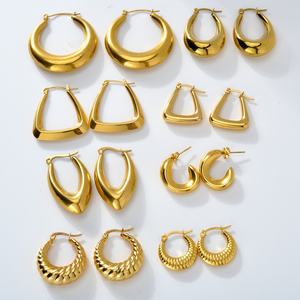 Pendientes de Aro Gruesos Chapados en Oro de 18k, Hipoalergénicos, con Diseño Trenzado, para Mujer - Product Image 2