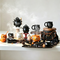 Mug à café en céramique fait main moderne pour la décoration de table d'Halloween, chauffe-bougie personnalisé pour cadeaux d'Halloween, vente en gros