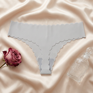 Tangas invisibles de mujer al por mayor, sin costuras, acanaladas, con borde ondulado, bragas sólidas cómodas para deportes y yoga, ropa interior tipo G-string para mujer. - Product Image 2
