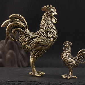 Figura de Gallo de Latón Puro, Animal del Zodiaco, Adorno de Escritorio, Mascota de Té, Artesanía, Decoración del Hogar, Regalo de Año Nuevo Chino - Product Image 1