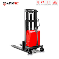 ASTACLIFT Chariot élévateur semi-électrique à batterie 1-2 tonnes, acier de haute qualité, certifié CE ISO, hauteur de levage 3000 mm, mât 2/3 étages
