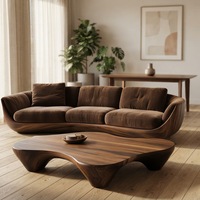 Canapé de salon rustique en bois massif noyer STG American Two Seat avec table basse en bois naturel durable pour hôtel et villa