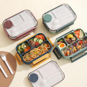 2025 4 Compartment Divided Microwave Safe Bento <b>Box</b> Leakproof Food Container Lunch <b>Box</b> with Tableware - Product Image 3