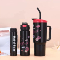Tasse de grande capacité 40oz 3pcs tasse à café de voiture avec poignée et paille bouteille d'eau de sport de voyage