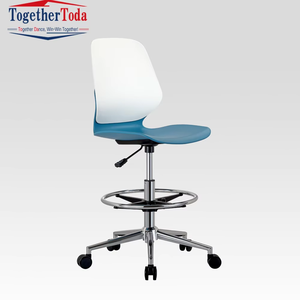 Plastic Office Adjustable Swivel Lab Staff Task <b>Stool</b> Seating Training Meeting Room Conference Chair with Seat Cushion <b>Wheel</b> - Product Image 2