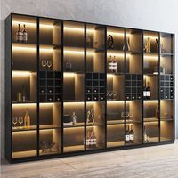 Cellier moderne de luxe en verre en acier inoxydable rouge vitrine de rangement pour bar vitrine pour whisky et vin vitrine pour bar