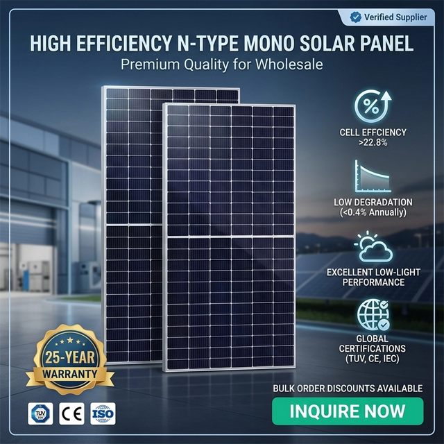 Industrial Grade N-Type Topcon Mono Solar Panel 650W 700W High Power PV Module for On-Grid Off-Grid Solar System