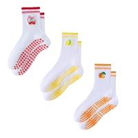 Atmungsaktive Lila Lavendel Lotusblatt Spitzenstreifen Mittellange Rutschfeste Bodensocken für Yoga und Pilates