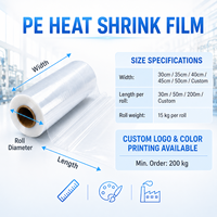 Rouleaux de film rétractable de qualité alimentaire durable, 100% LLDPE vierge, haute transparence, résistance à la traction supérieure pour l'emballage